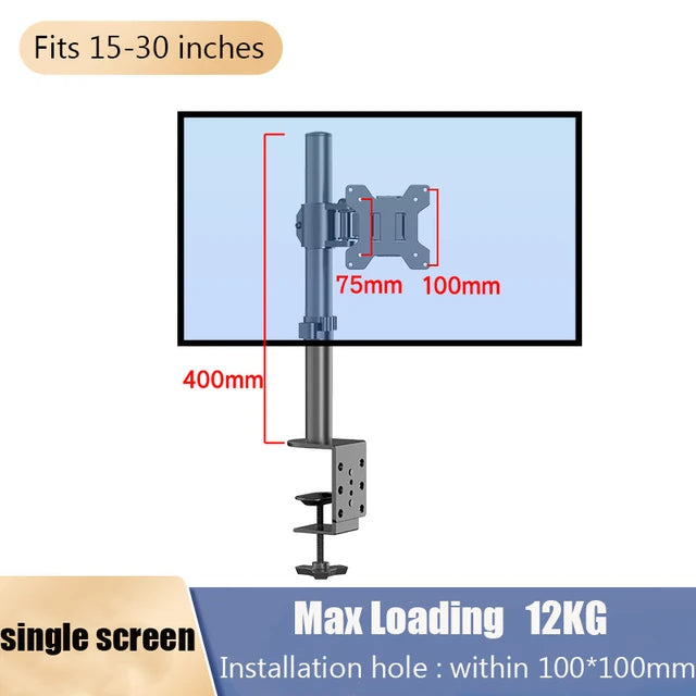 Monitor Desk Mount, Fully Adjustable Dual Monitor Arm for 2 Computer Screens up to 30 inches, Clamp Base Monitor Stand for Desk