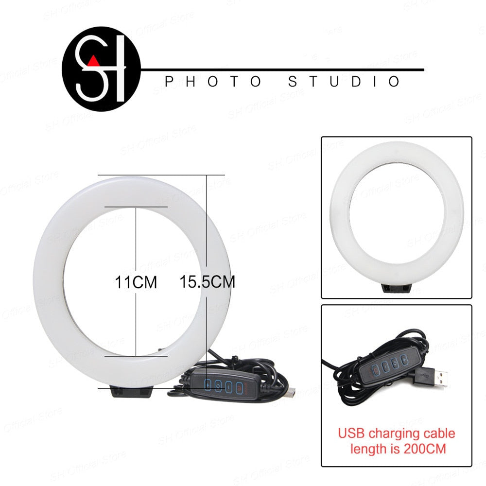 Ring Light With Tripod Stand Usb Charge Selfie Led Lamp Dimmable Photography Light For Photo Photography Studio