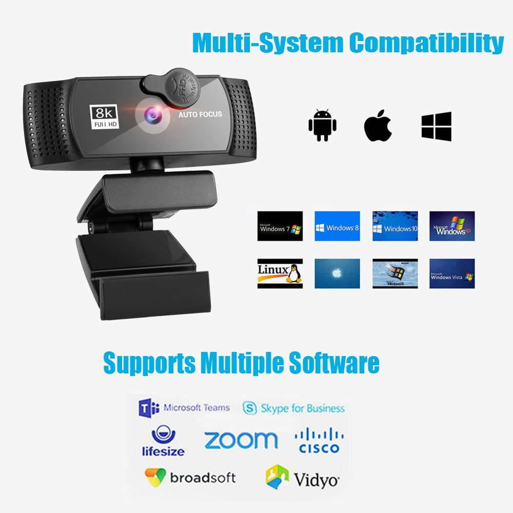 Hd 8k 4k Webcam Autofocus Computer Web camera With Microphone Rotate Usb Plug Camera For Pc Mac Laptop Desktop Youtube Skype