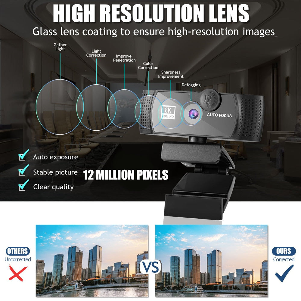 Hd 8k 4k Webcam Autofocus Computer Web camera With Microphone Rotate Usb Plug Camera For Pc Mac Laptop Desktop Youtube Skype