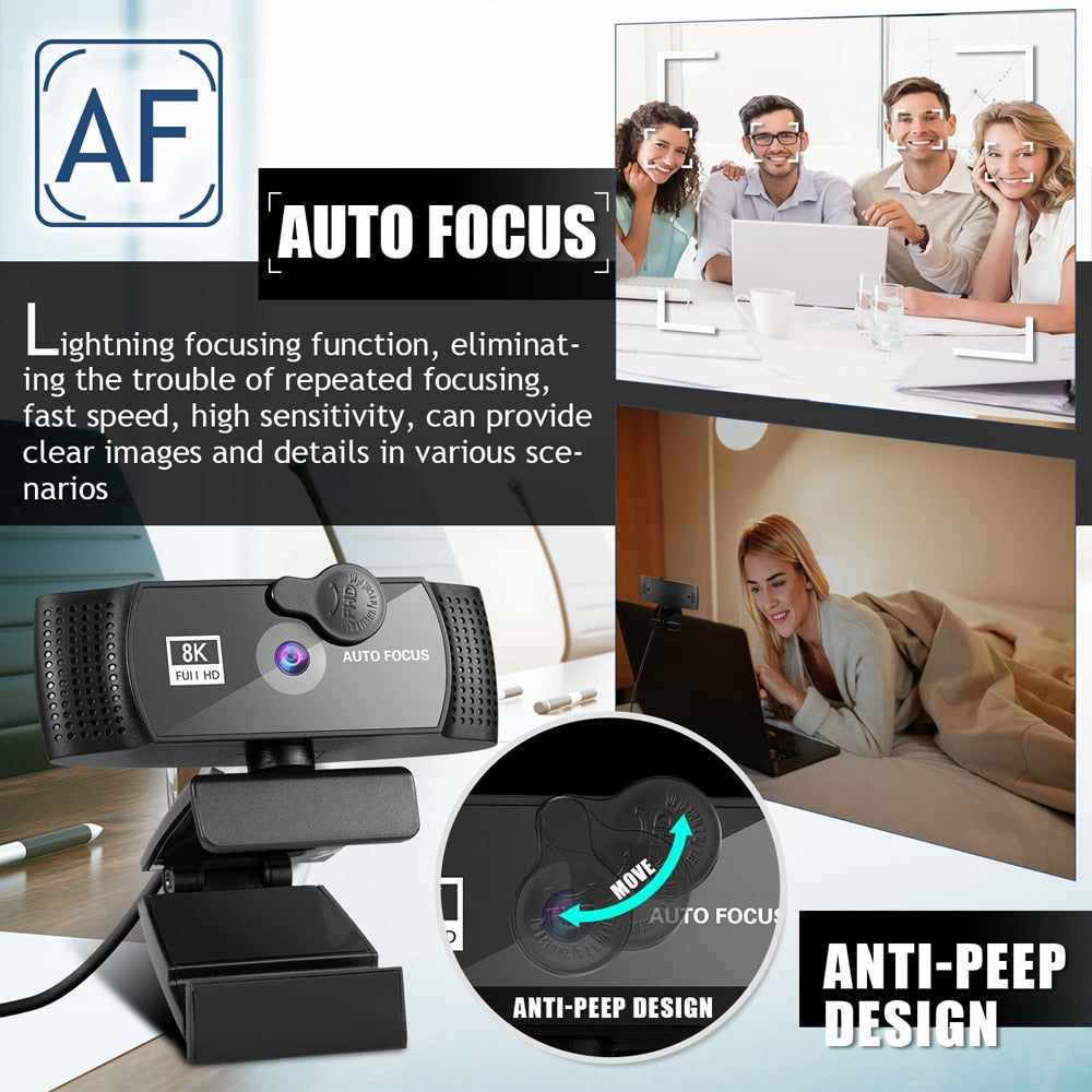Hd 8k 4k Webcam Autofocus Computer Web camera With Microphone Rotate Usb Plug Camera For Pc Mac Laptop Desktop Youtube Skype