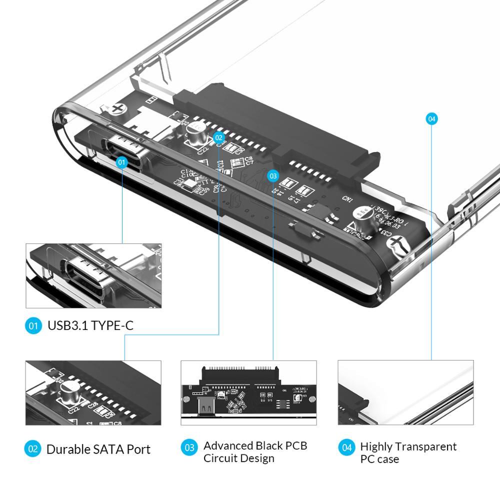 Transparent Hdd Case Sata To USB Enclosure
