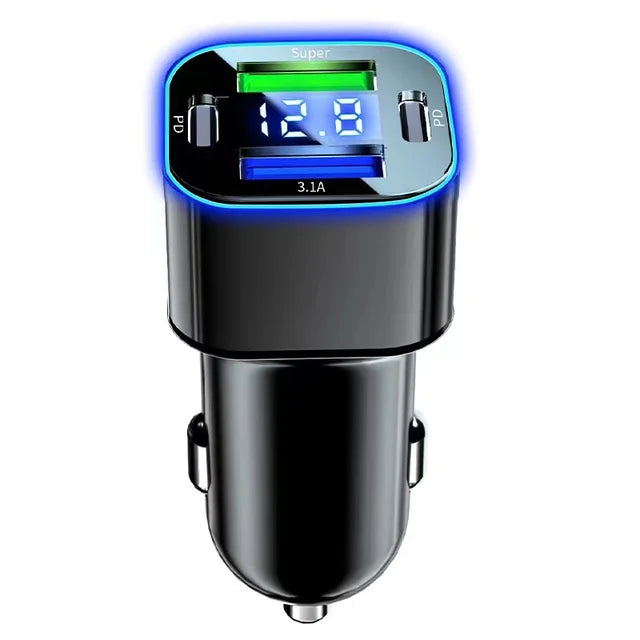 Dual PD 30W USB C Car Charger Adapter 4 in 1 Super Fast Charging for iPhone 15 Pro Max 14 Plus Samsung Huawei Oneplus OPPO Vivo