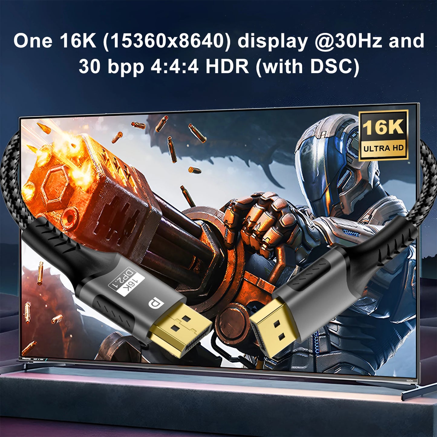 DP 2.1 8K@120Hz 4K@240Hz 80Gbps HDR Video Audio Displayport Cable Display Port for Laptop TV Xbox Projector Gaming Monitor