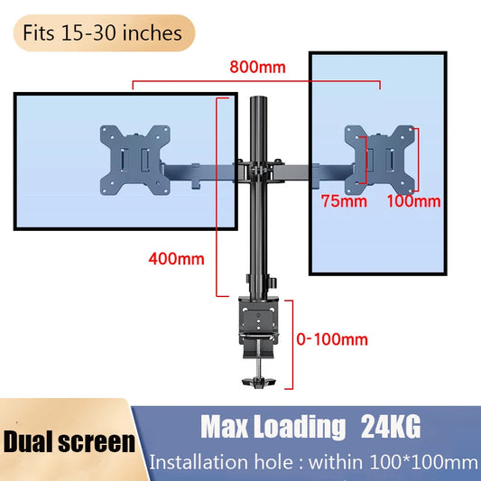 Monitor Desk Mount, Fully Adjustable Dual Monitor Arm for 2 Computer Screens up to 30 inches, Clamp Base Monitor Stand for Desk