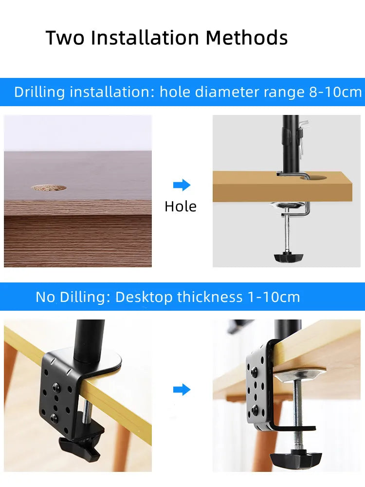 Monitor Desk Mount, Fully Adjustable Dual Monitor Arm for 2 Computer Screens up to 30 inches, Clamp Base Monitor Stand for Desk