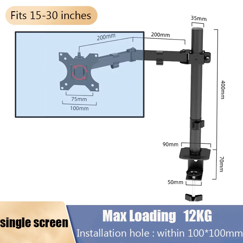 Monitor Desk Mount, Fully Adjustable Dual Monitor Arm for 2 Computer Screens up to 30 inches, Clamp Base Monitor Stand for Desk