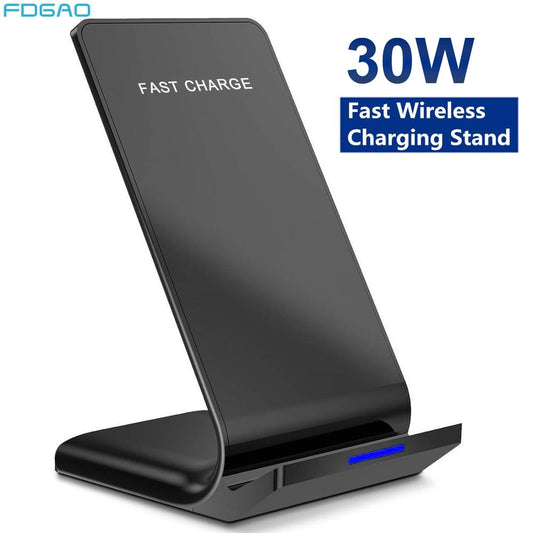 30w Qi Wireless Charger Stand For iPhone 13 12 11 Pro X Xs Max Xr 8 Samsung S21 S20 S10 Fast Charging Dock Station Phone Holder
