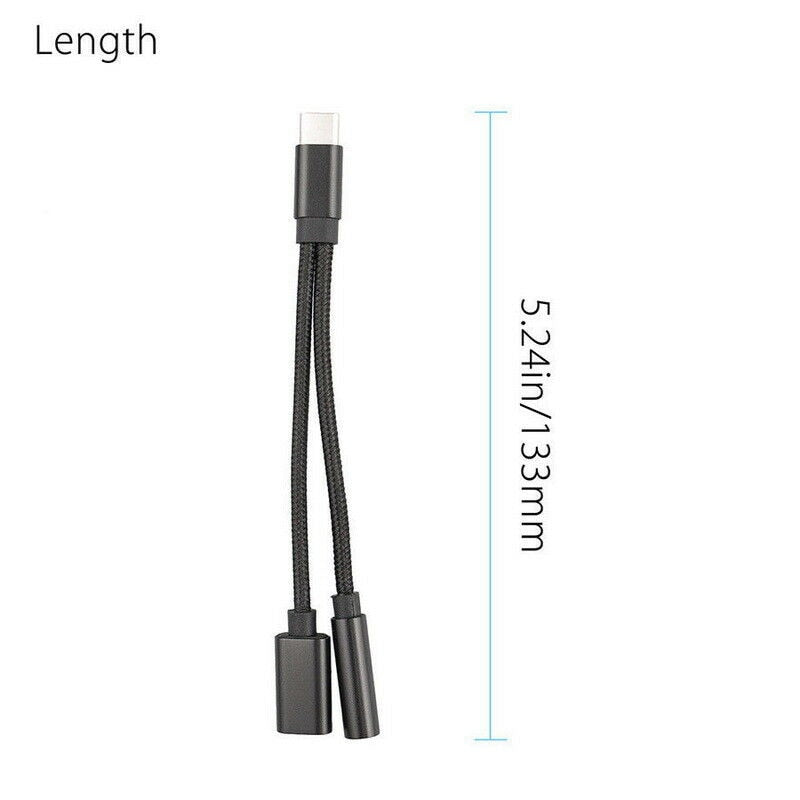 Braided Type C To 3.5 Mm Charger 2 In 1 Type C 3.5mm Aux Audio Charging Cable Adapter Splitter Headphone Jack For Smart Phone - Mobile Phone Adapters Converters