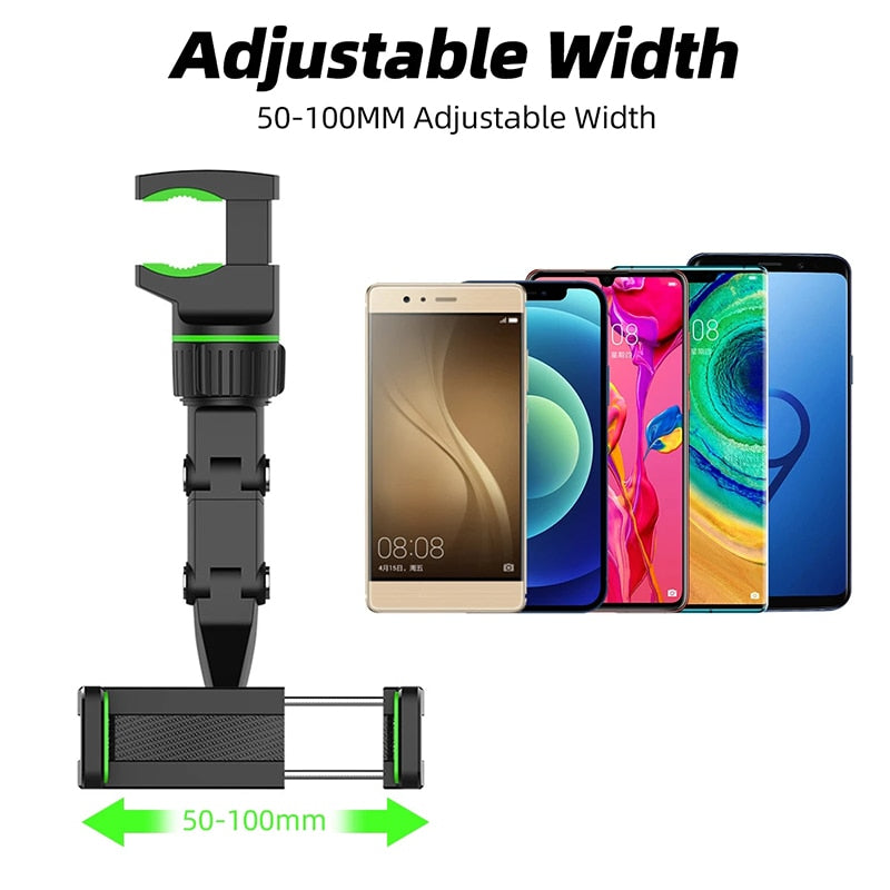 Car Phone Holder Multifunctional 360 Degree Rotatable Auto Rearview Mirror