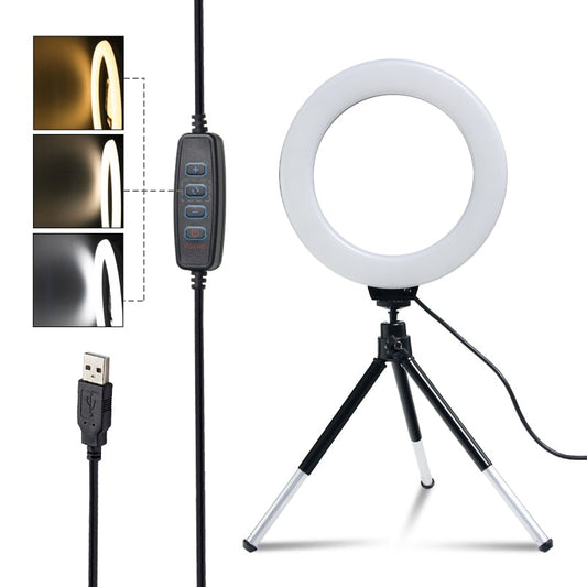 Ring Light With Tripod Stand Usb Charge Selfie Led Lamp Dimmable Photography Light For Photo Photography Studio
