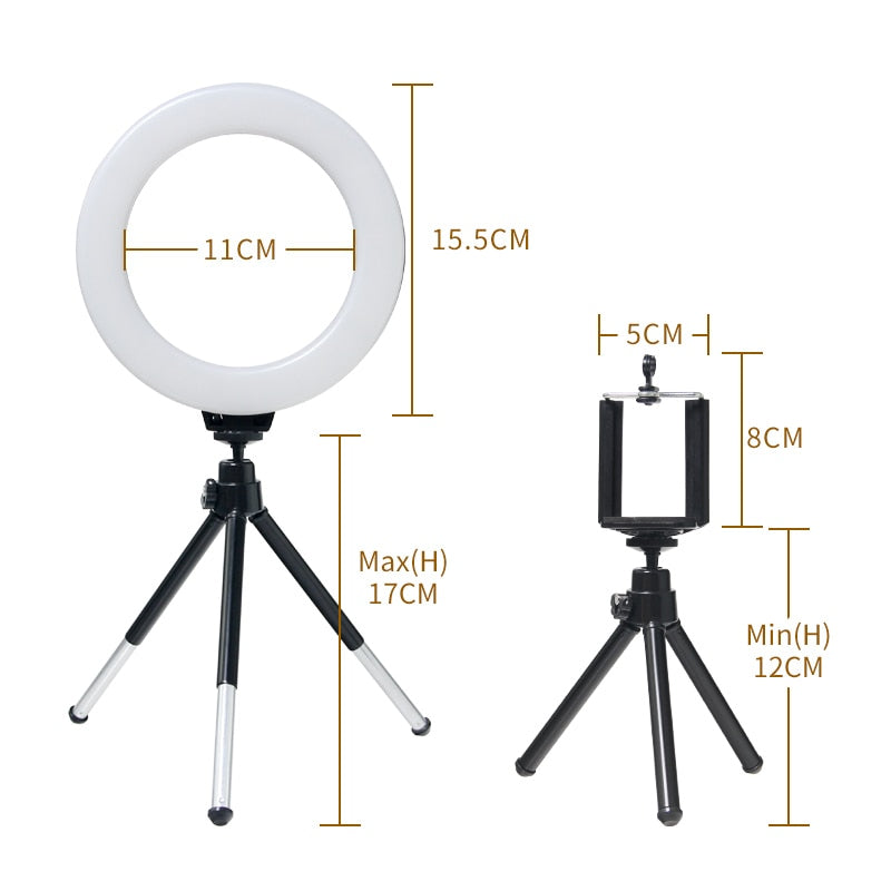 Ring Light With Tripod Stand Usb Charge Selfie Led Lamp Dimmable Photography Light For Photo Photography Studio