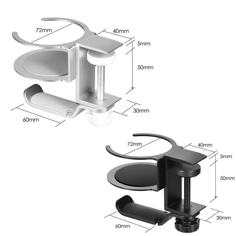 Multi-functional Aluminum Headphone Holder Portable Desk Clip with Rotating Cup Holder Desk Accessories