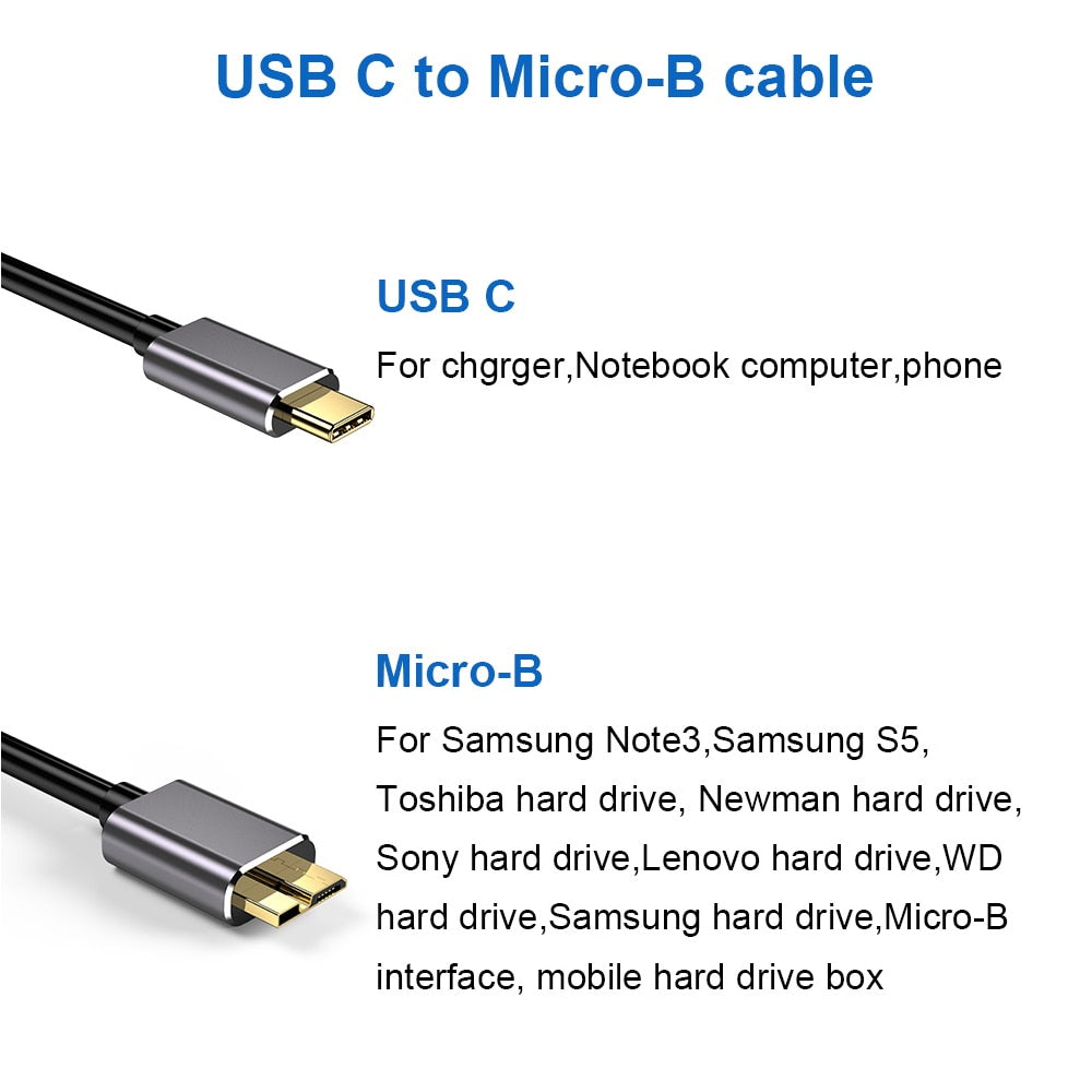 Type C Micro B Cable | USB 3.0 Micro B Type | Data Connector Adapter | USB Type C Micro B